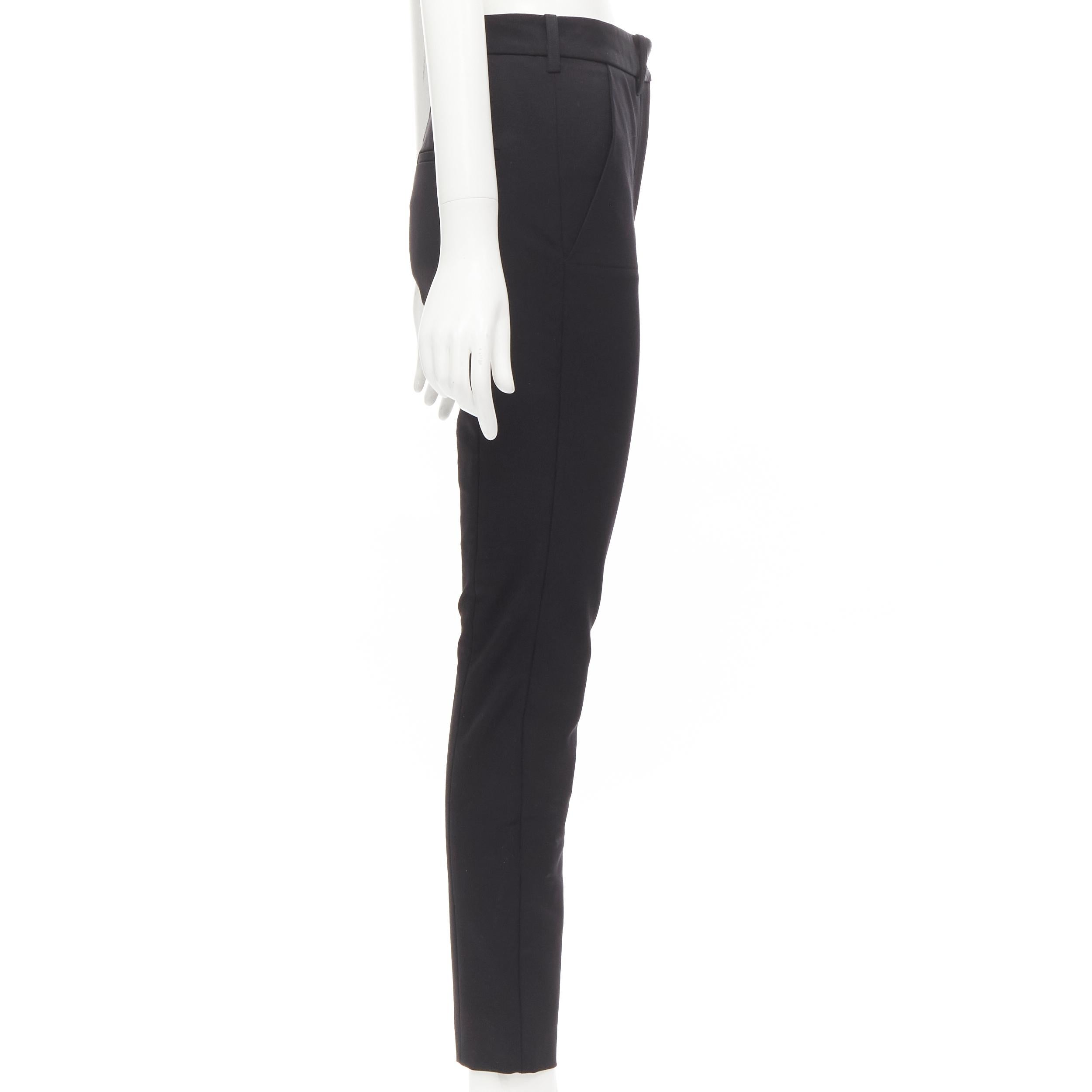 Black VICTORIA BEKHAM black stiff structured heavy fabric skinny pants UK10 M For Sale