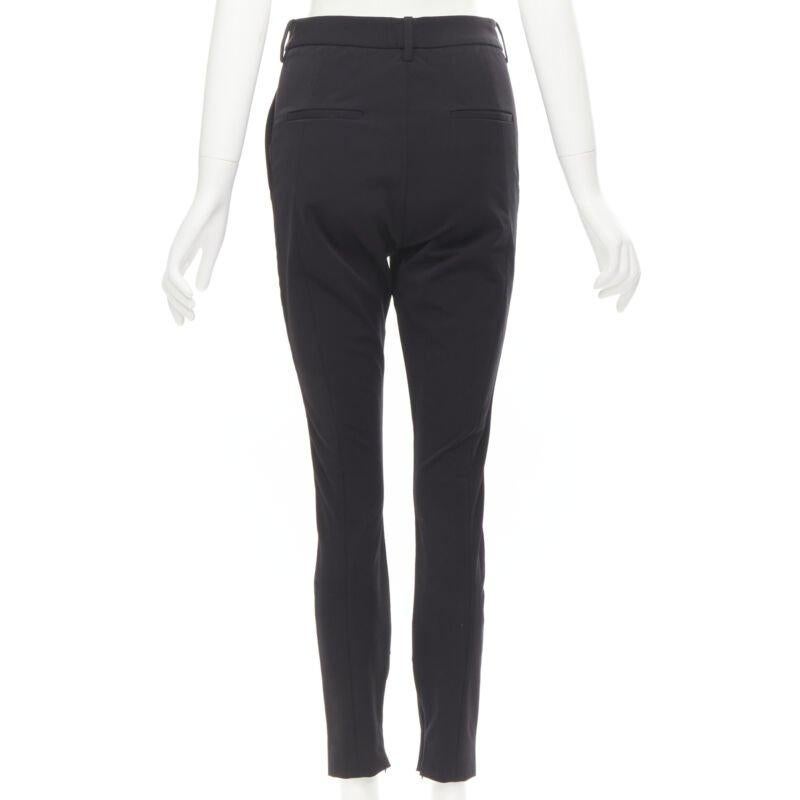 De las mujeres VICTORIA BEKHAM negro rígido estructurado tejido pesado pantalones pitillo UK10 M