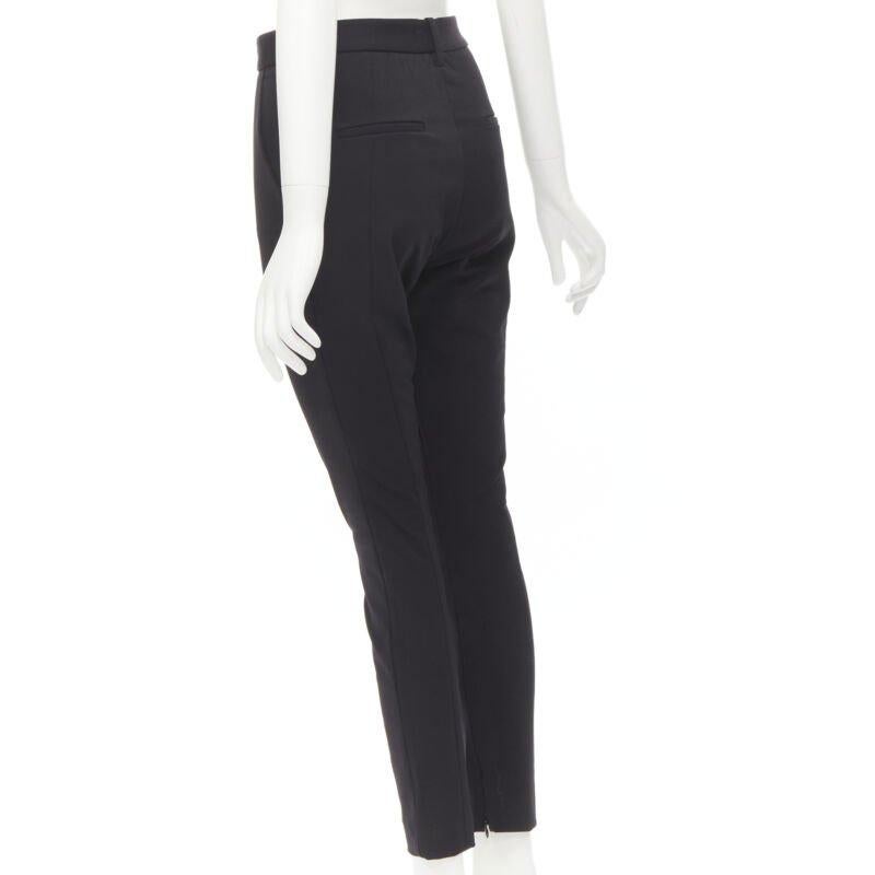 VICTORIA BEKHAM negro rígido estructurado tejido pesado pantalones pitillo UK10 M 1