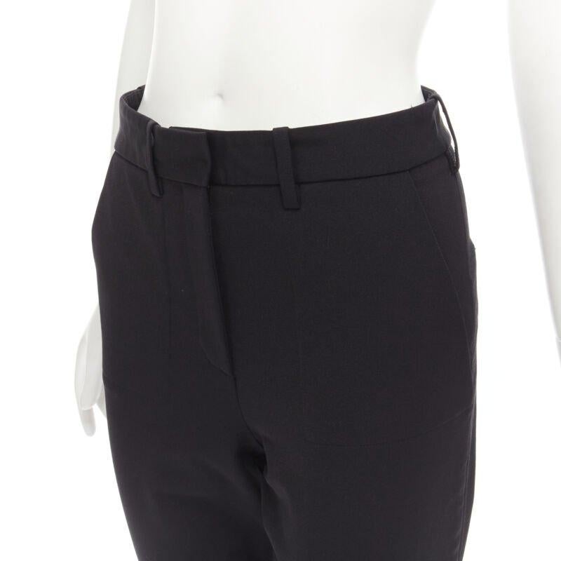 VICTORIA BEKHAM negro rígido estructurado tejido pesado pantalones pitillo UK10 M 2