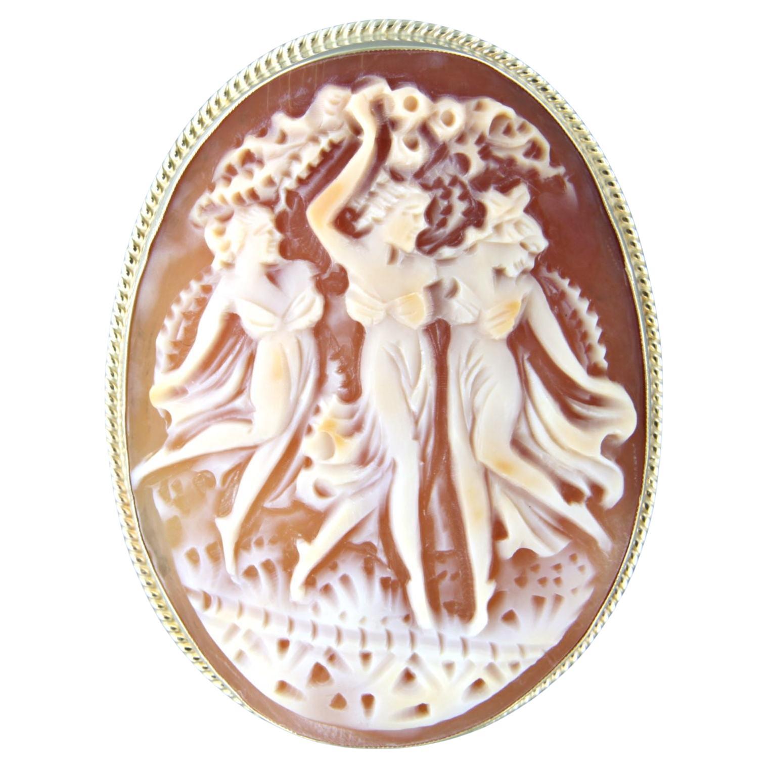 Victoria-Brosche mit Kamee - 15,5 Gramm - 9k Gold
