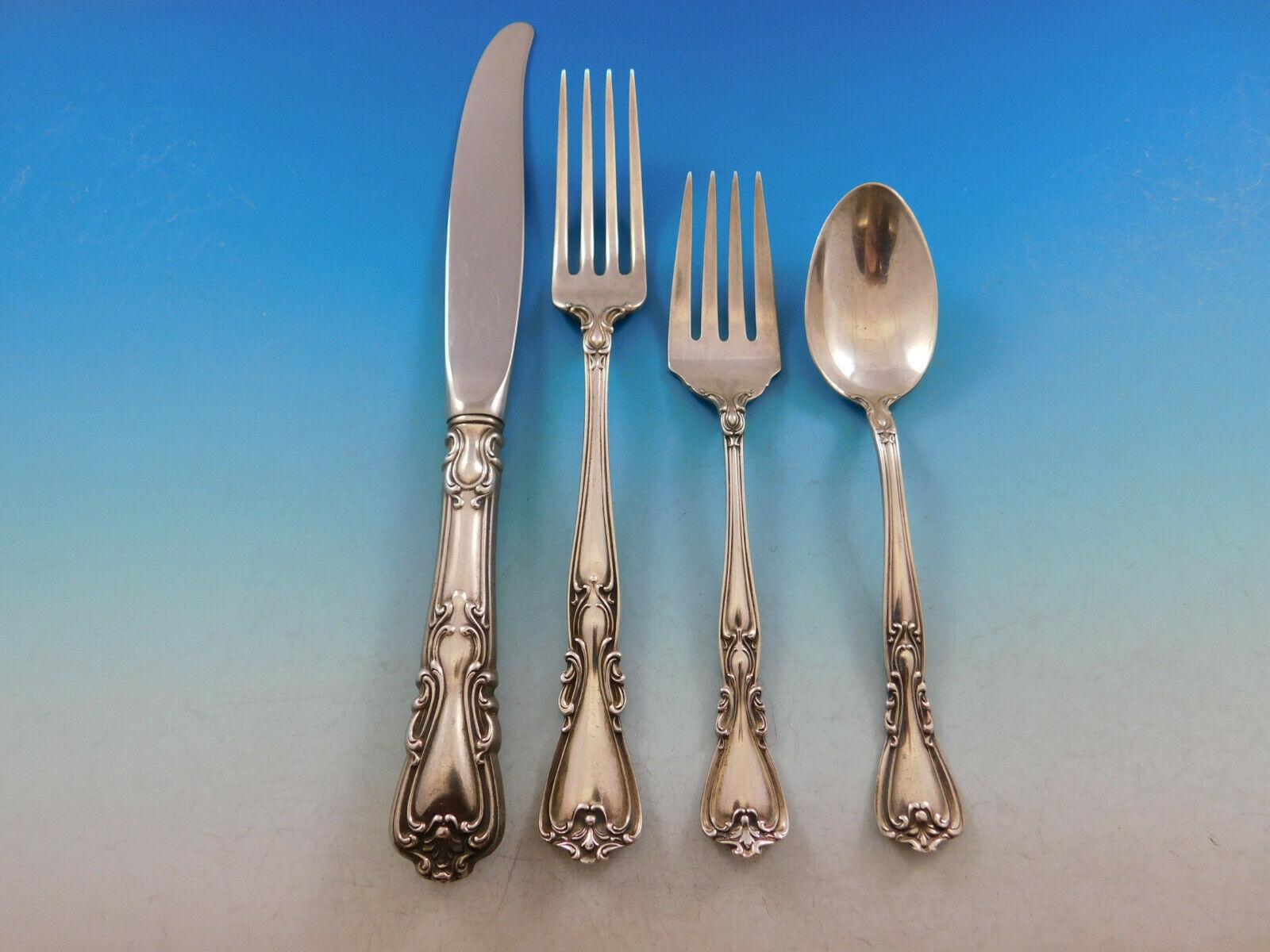 Victoria by Watson Wallace Sterling Silver Flatware Set for 6 Service 30 Pieces In Excellent Condition In Big Bend, WI