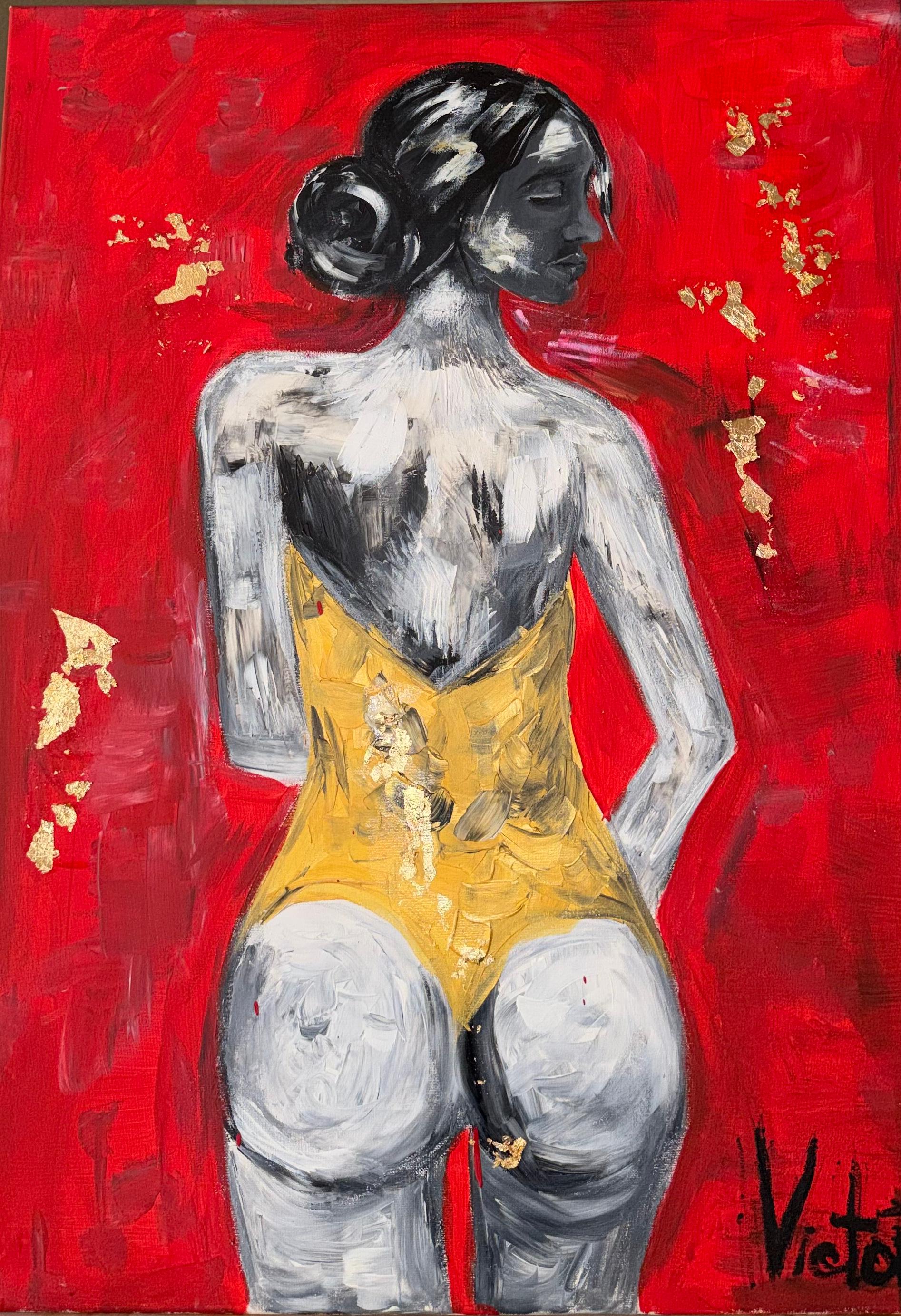 Victoria Cernova Figurative Painting - "In Gold and Fire"