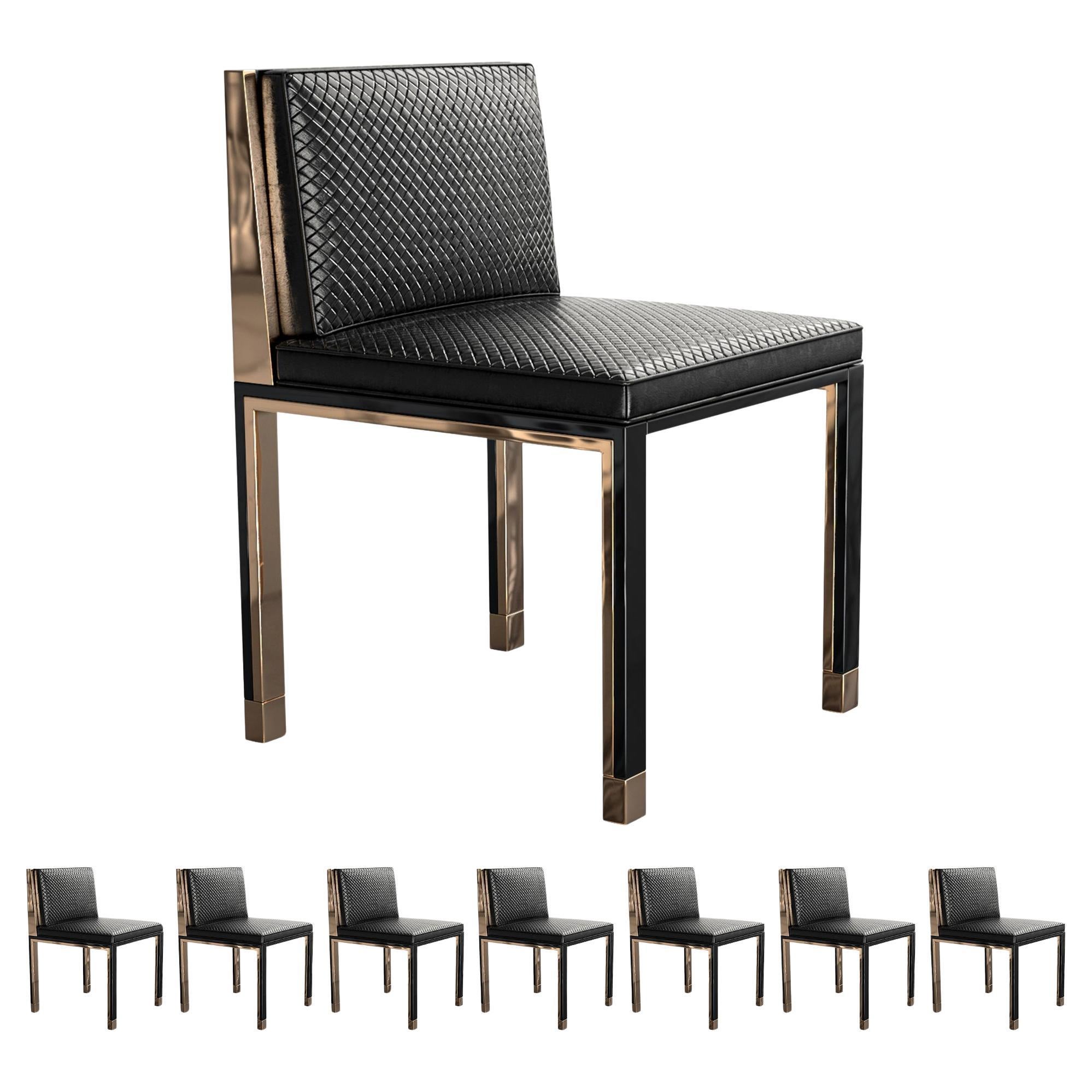 Sedia "Victoria", Set di otto, Acciaio inossidabile, Bronzo, Realizzata a mano, Istanbul