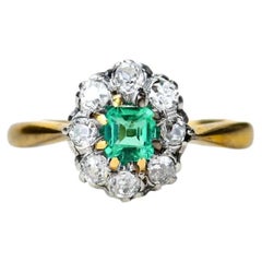 Viktorianischer kolumbianischer Smaragd- und Diamantring