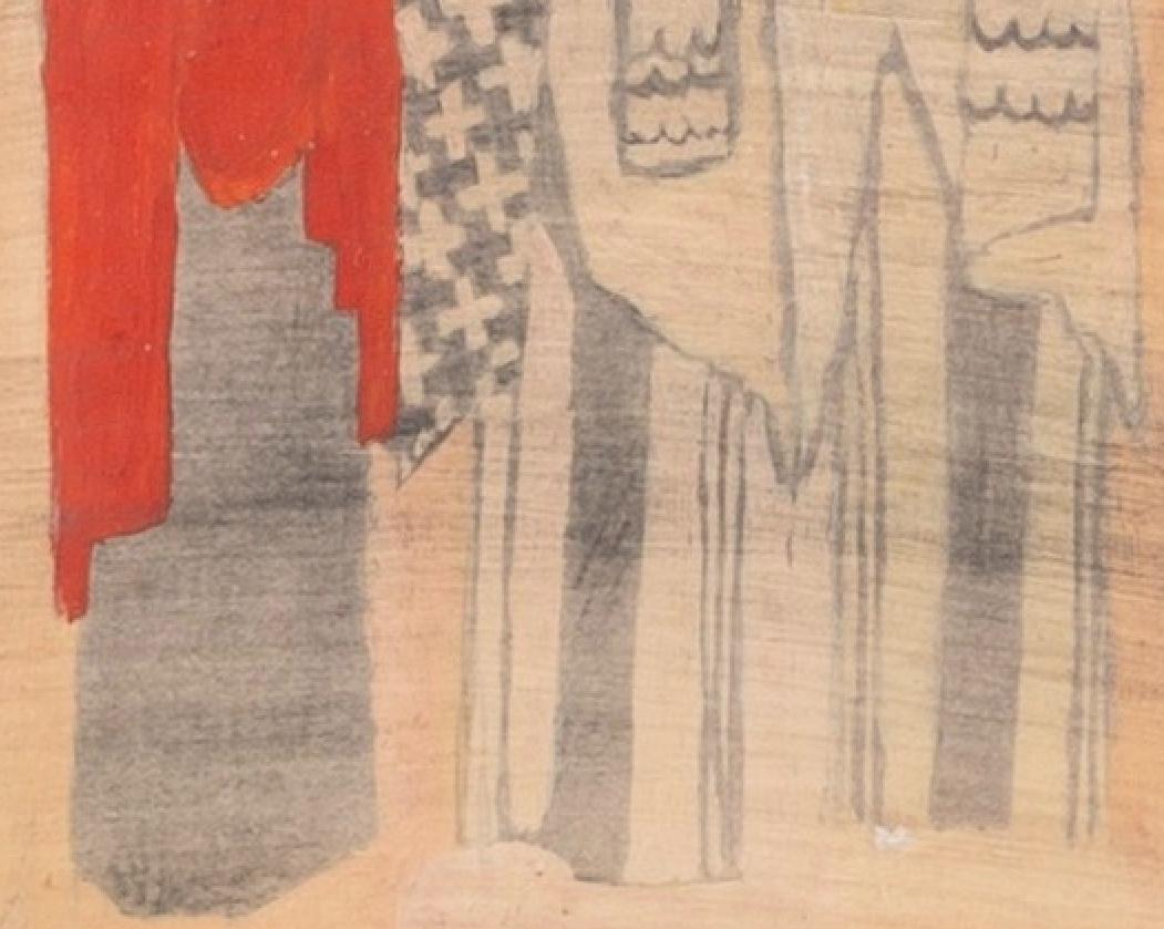 Studio iconografico IV: Tre figure, Icone religiose rosse su carta, 1967/8 in vendita 3