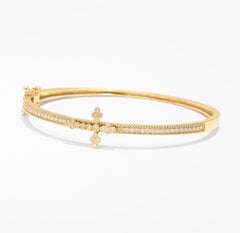 Victoria Diamond Cross Bangle Bracelet in 14k Gold