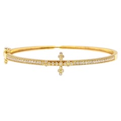 Victoria Diamond Cross Bangle Bracelet in 14k Gold