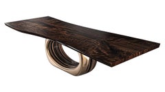 Tavolo da pranzo "Victoria" con piano in bronzo e bordo vivo, fatto a mano, Istanbul