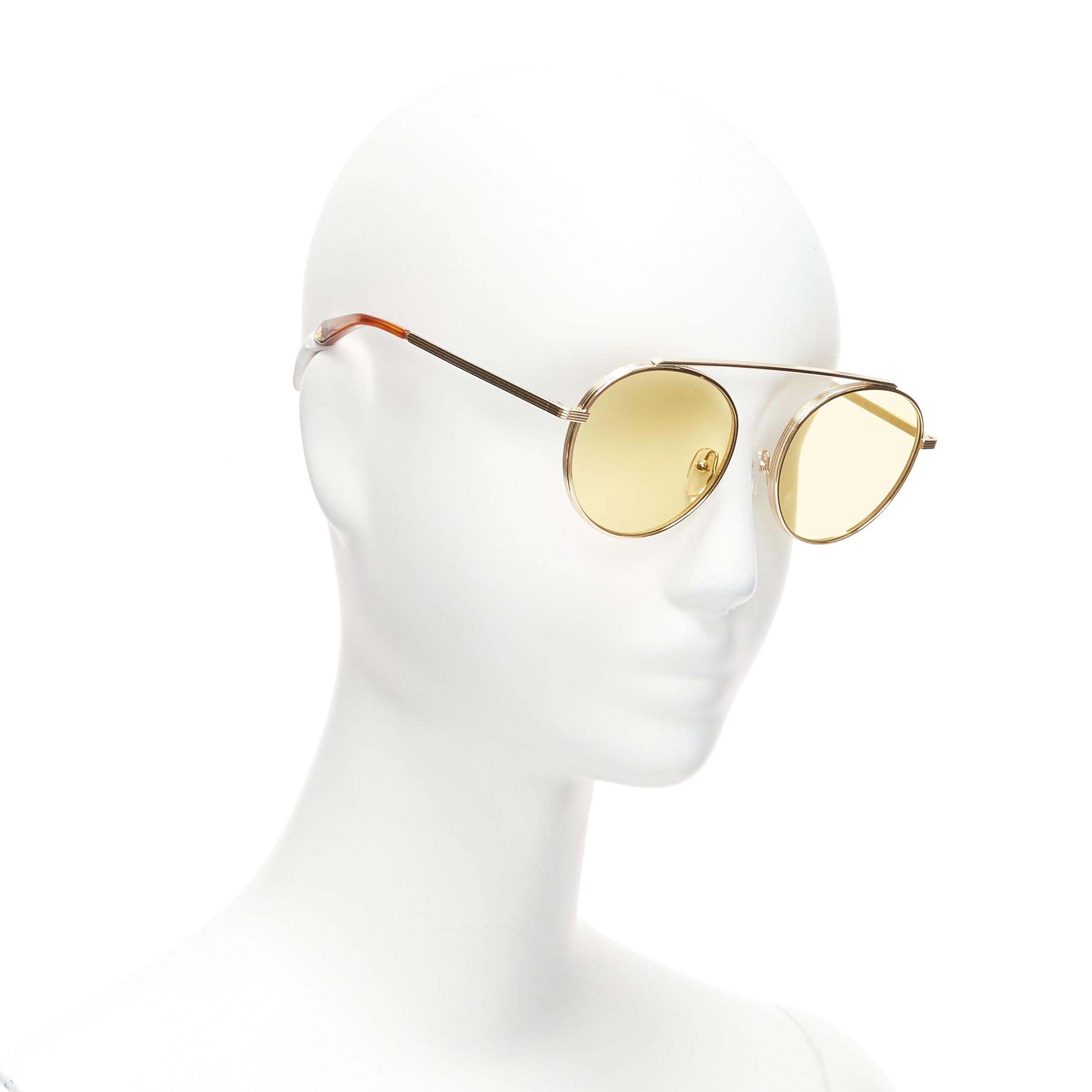 VICTORIA ECKHAM Cati VBS137 gold round frame yellow lens sunglasses
Reference: NKLL/A00085
Brand: Victoria Beckham
Model: Cati VBS137 V4 54 18 130
Material: Metal
Color: Gold, Yellow
Pattern: Solid
Made in: Italy

CONDITION:
Condition: Excellent,