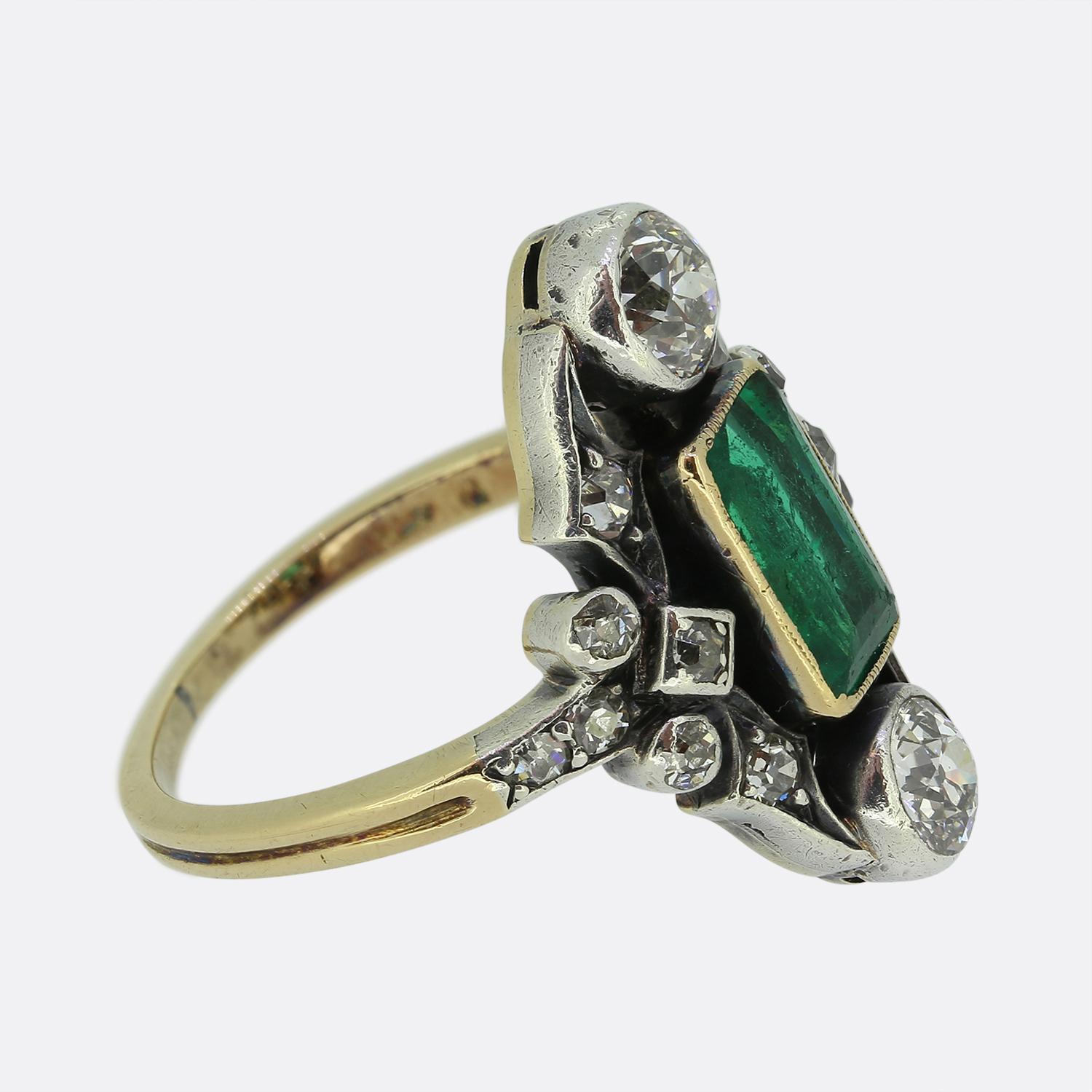 Victoria Smaragd und Diamant Ring (Viktorianisch) im Angebot