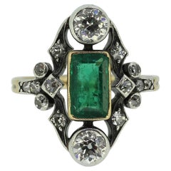 Antique Victoria Emerald and Diamond Ring