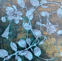 "Blauer Kletterer" (2025) Abstrakte figurative Enkaustik-Malerei auf Wiegeplatte