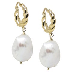 Victoria Gold Vermeil Pearl Hoop Earrings