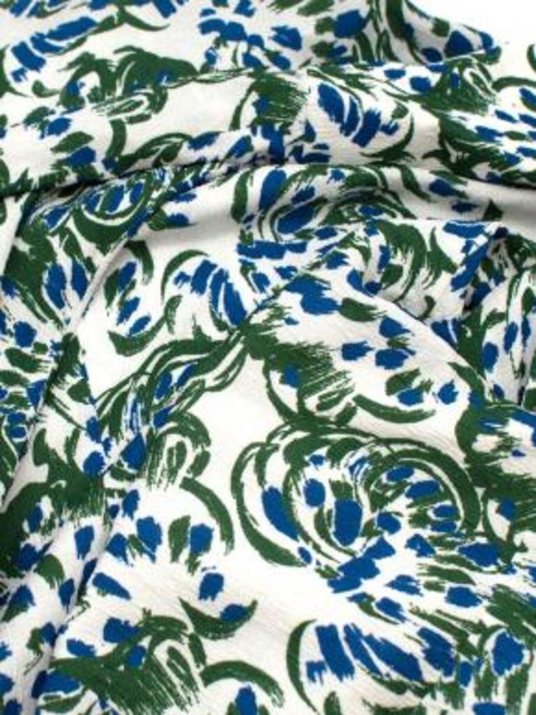 Victoria green & blue brush stroke print crepe dress For Sale 5