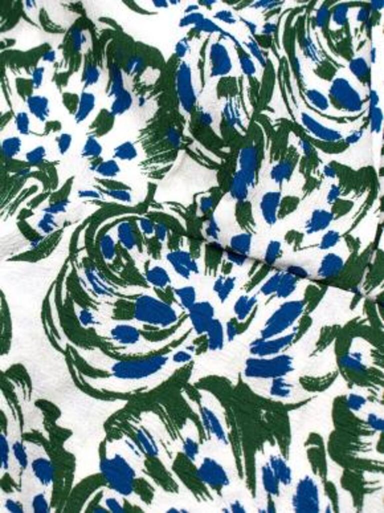 Victoria green & blue brush stroke print crepe dress For Sale 1