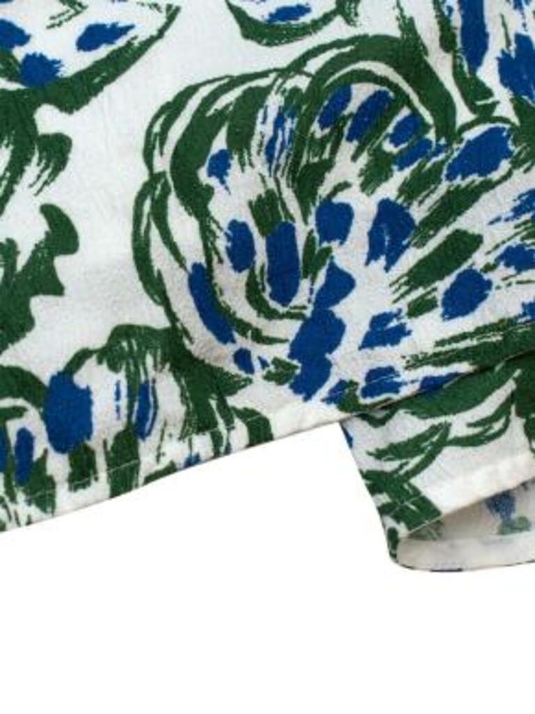 Victoria green & blue brush stroke print crepe dress For Sale 3