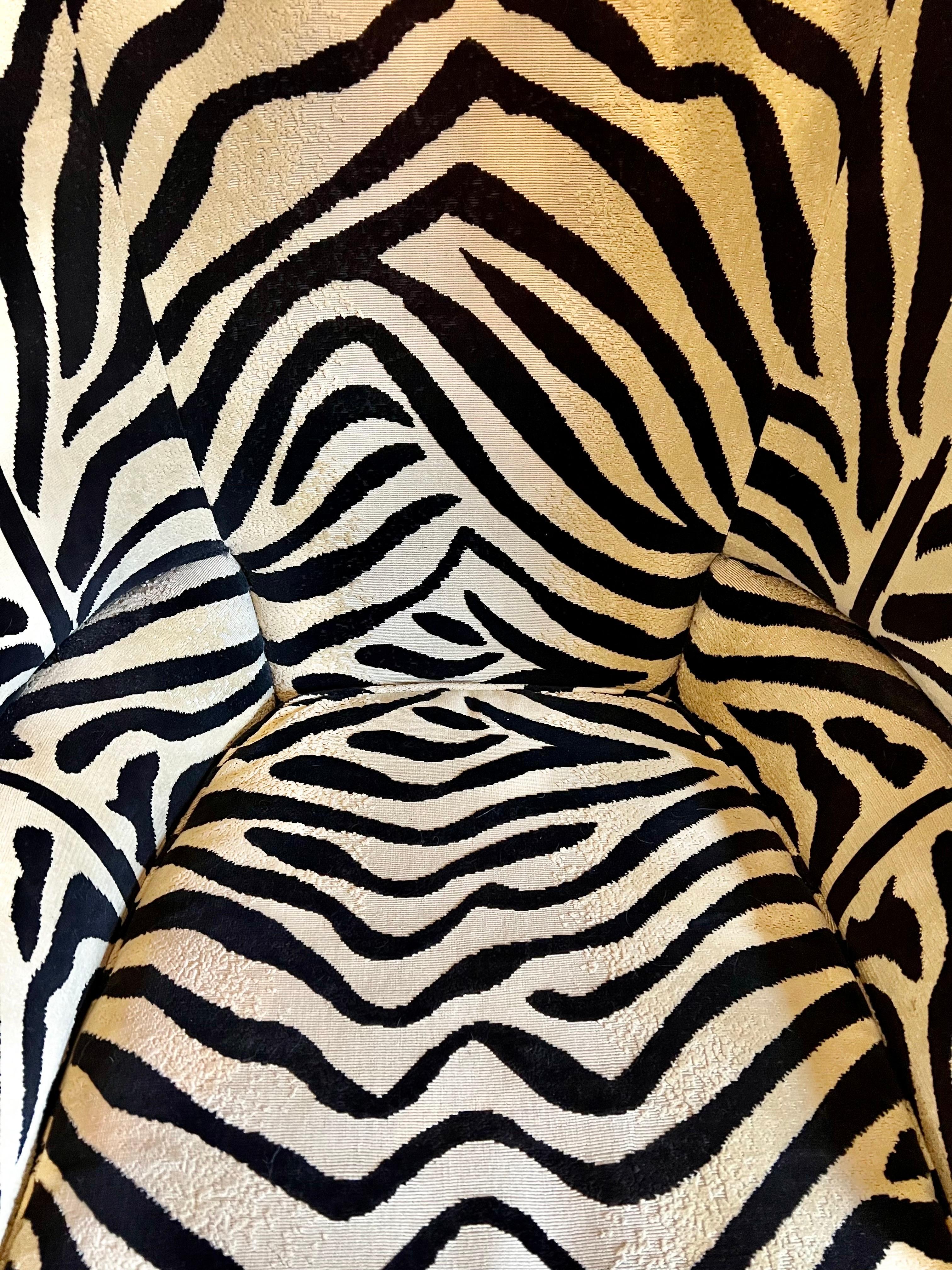 Victoria Hagan Wainscott Zebra Print Wingback Chairs, Pair 1