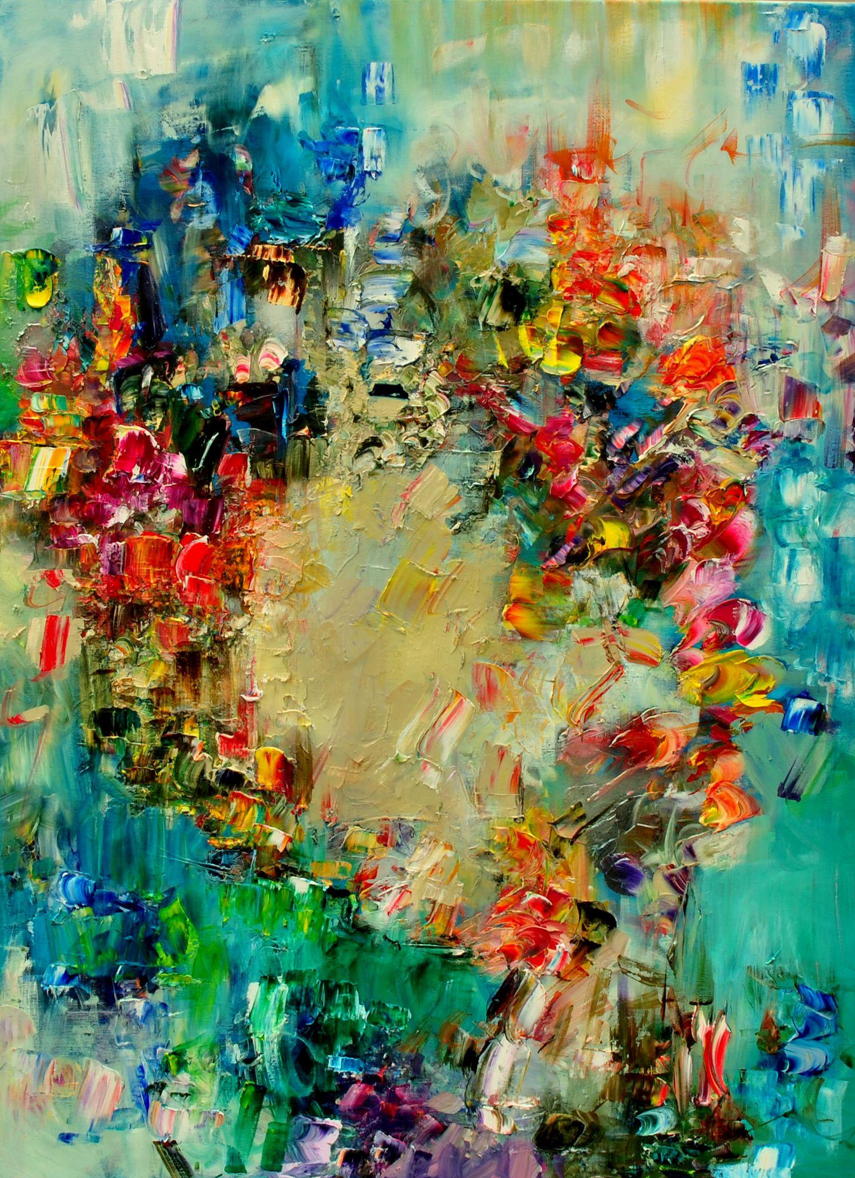 Líquido, Pintura, Óleo sobre lienzo - Painting Expresionismo abstracto de Victoria Horkan