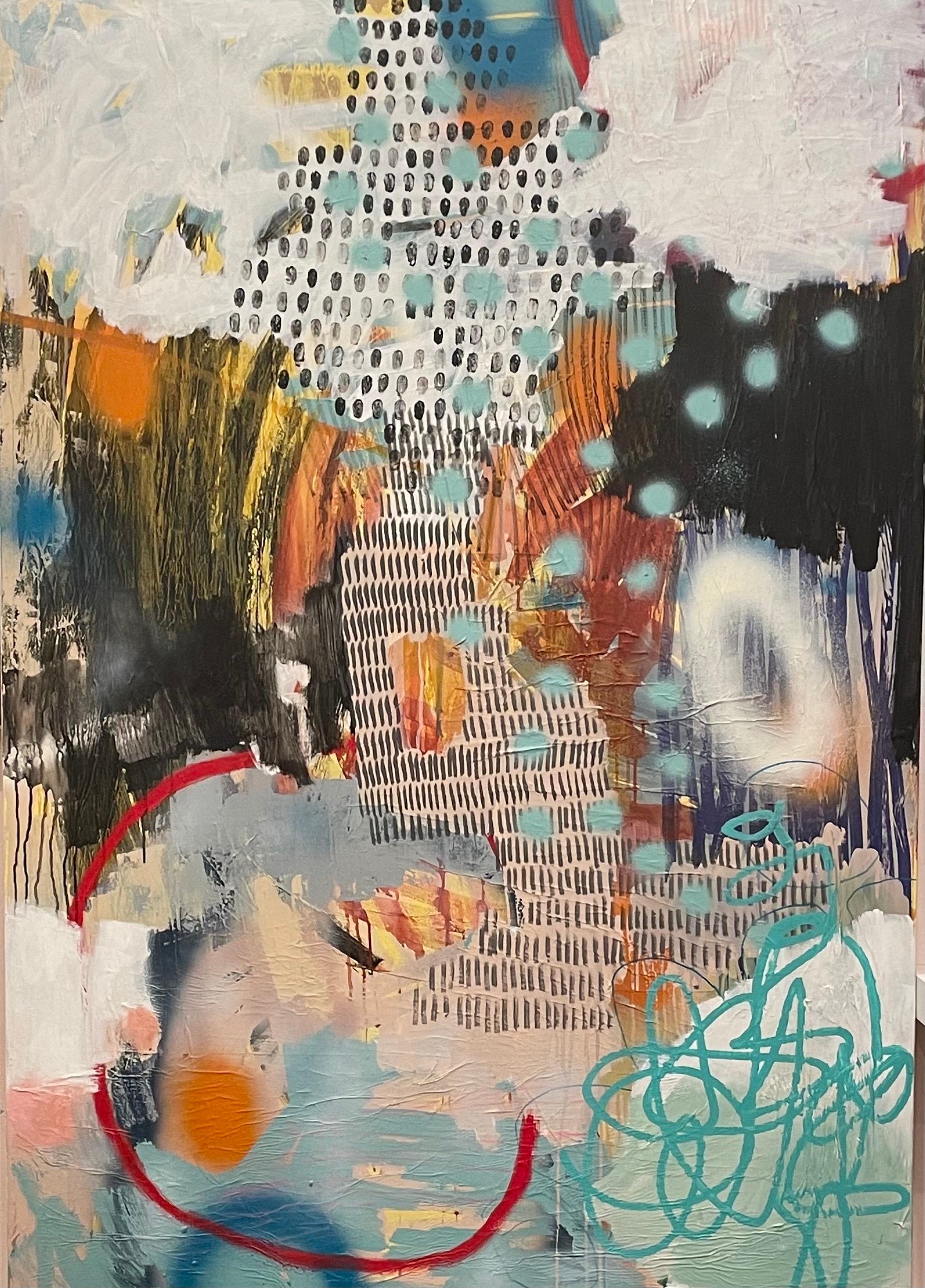 Victoria Huckins Abstract Painting - Boom Boom, acrylic and mixed media painting