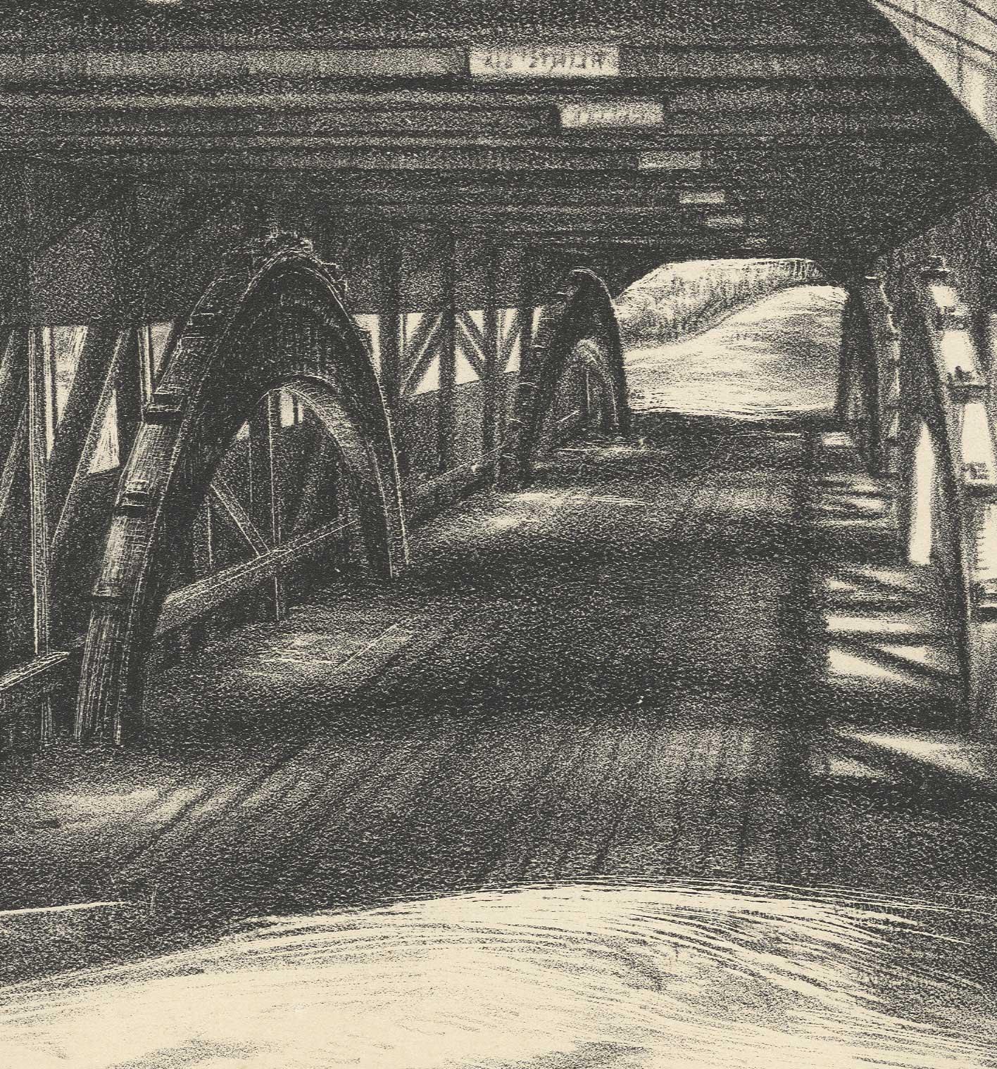 Covered Bridge (Vermont) - American Modern Print by Victoria Hutson Huntley