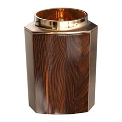 "Victoria" Ice Bucket with Bronze and Walnut, Handmade, Istanbul