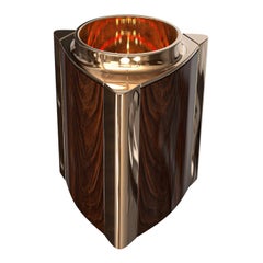 "Victoria" Ice Bucket with Bronze and Walnut, Handmade, Istanbul