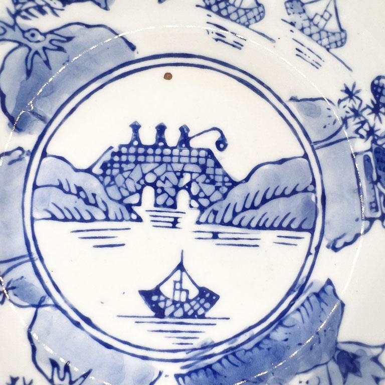Viktorianische Ironstone Flow Blaue und weiße Chinoiserie Trinket-Schale oder Auffangschale aus Eisenstein (Englisch) im Angebot