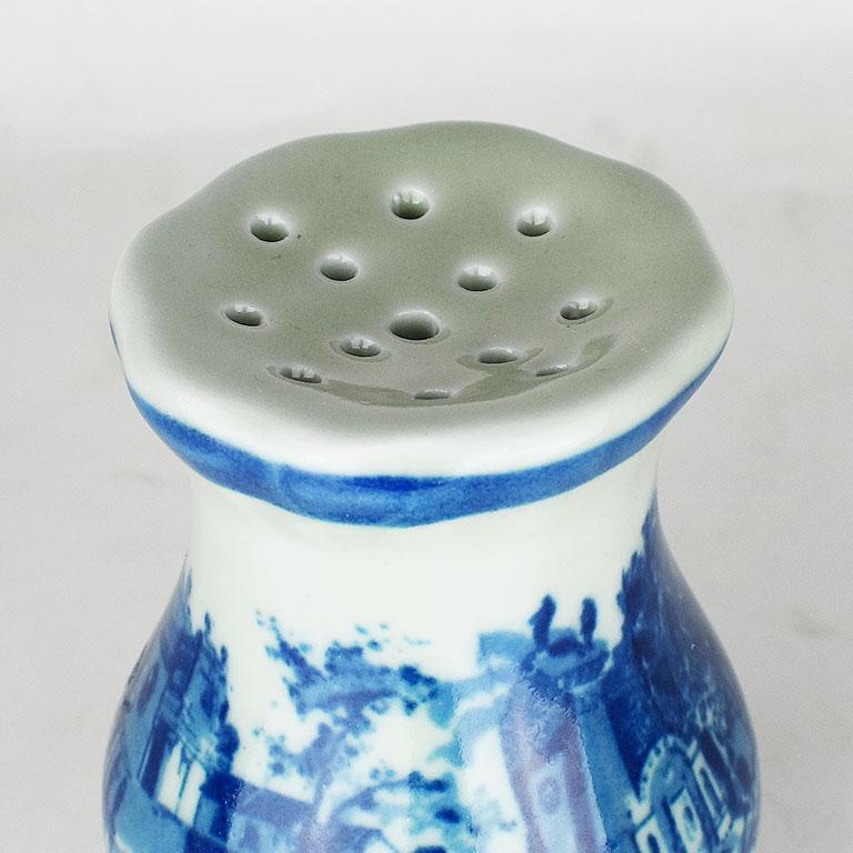 American Classical Victoria Ironstone Staffordshire Transfer ware Hatpin Holder in Flow Blue