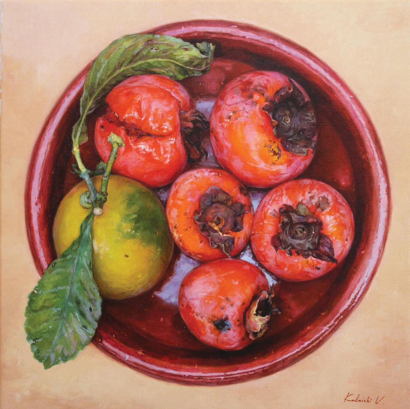 Victoria Kalaichi Still-Life Painting - Honey Persimmons