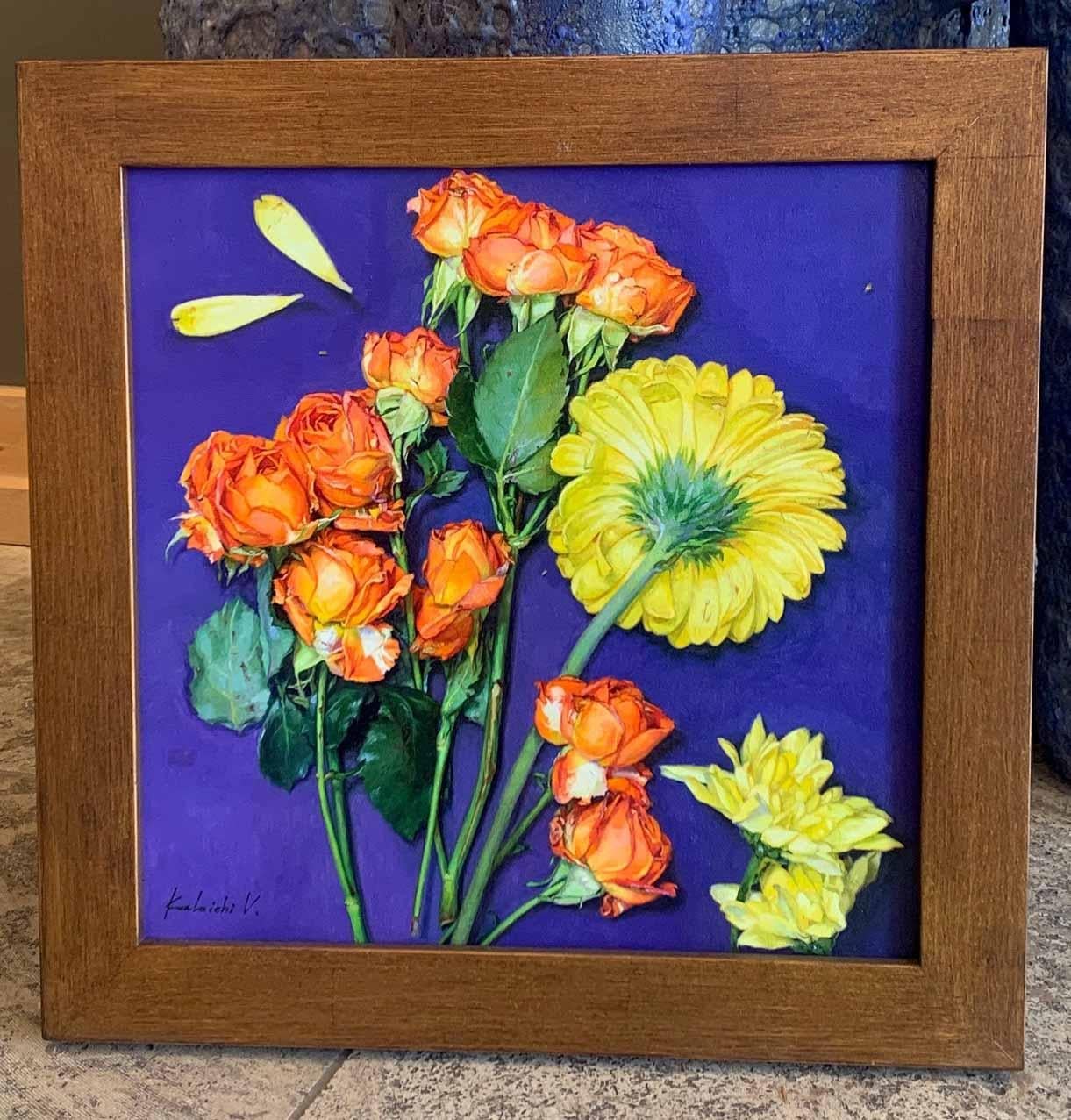 Sommerblumen (Violett), Still-Life Painting, von Victoria Kalaichi