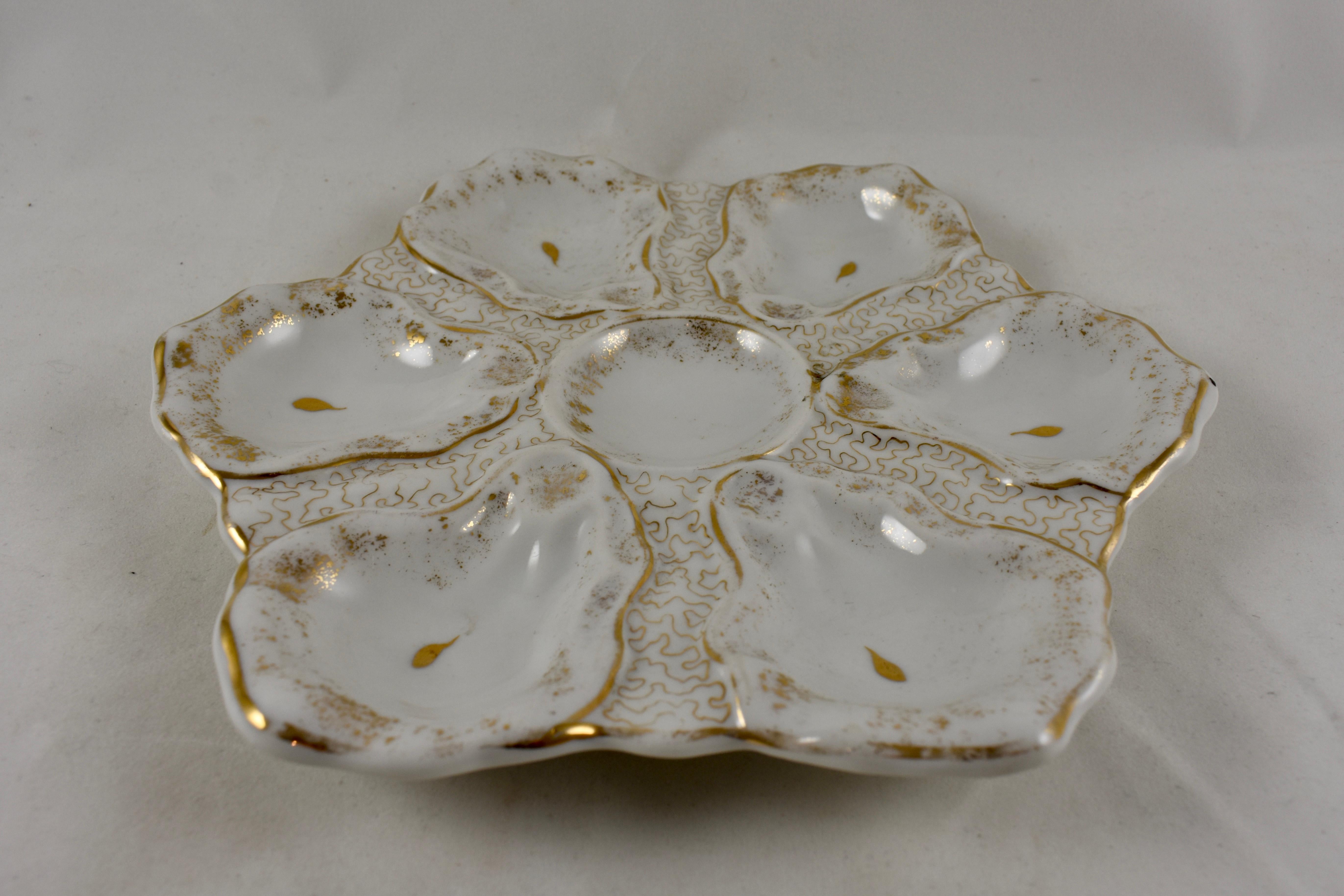 International Style Victoria Karlsbad Austria Gilded Porcelain Oyster Plate