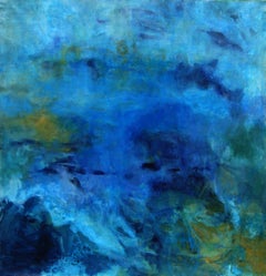 Down Under - Large 50 x 54 - Abstrait océan, peinture, acrylique sur toile