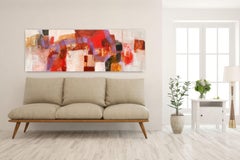 Red - 72"x26" - Large Geometric Abstract Painting, Painting, Acrylic on Canvas