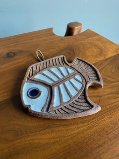 Victoria Littlejohn Fish Ceramic Wall Plaque / Trivet, circa 1975
