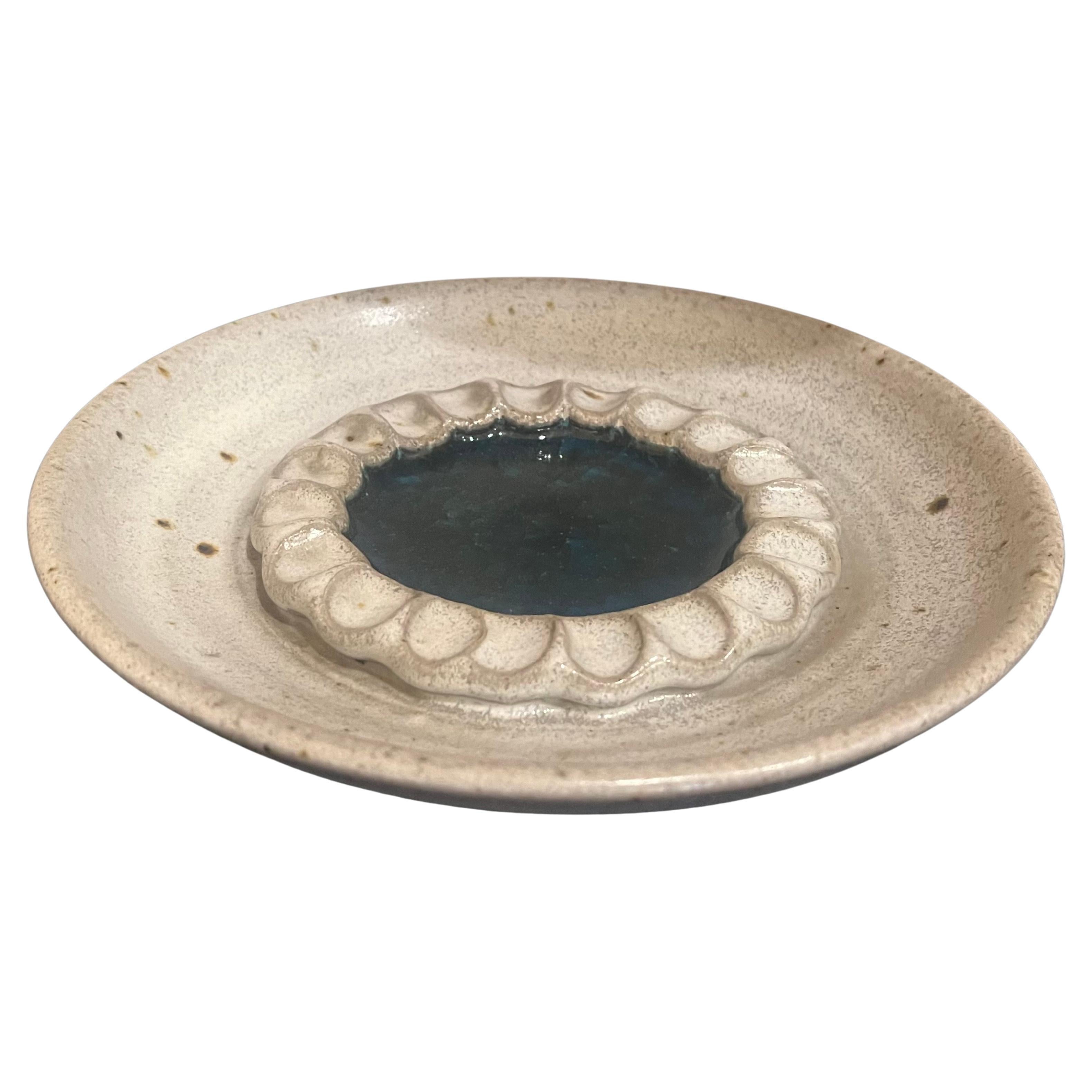 Mid-Century Modern Victoria Littlejohn Hand Thrown Mid Century Pottery Ashtray catch it all For Sale