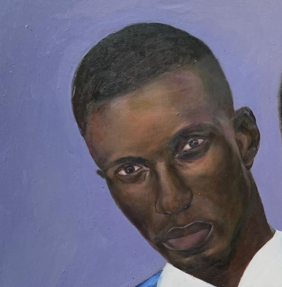 Love is Pain - Purple Figurative Painting by Victoria Makinde