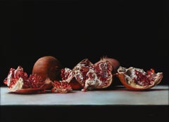 "Corazones rotos" Pintura original, exuberante bodegón de granadas