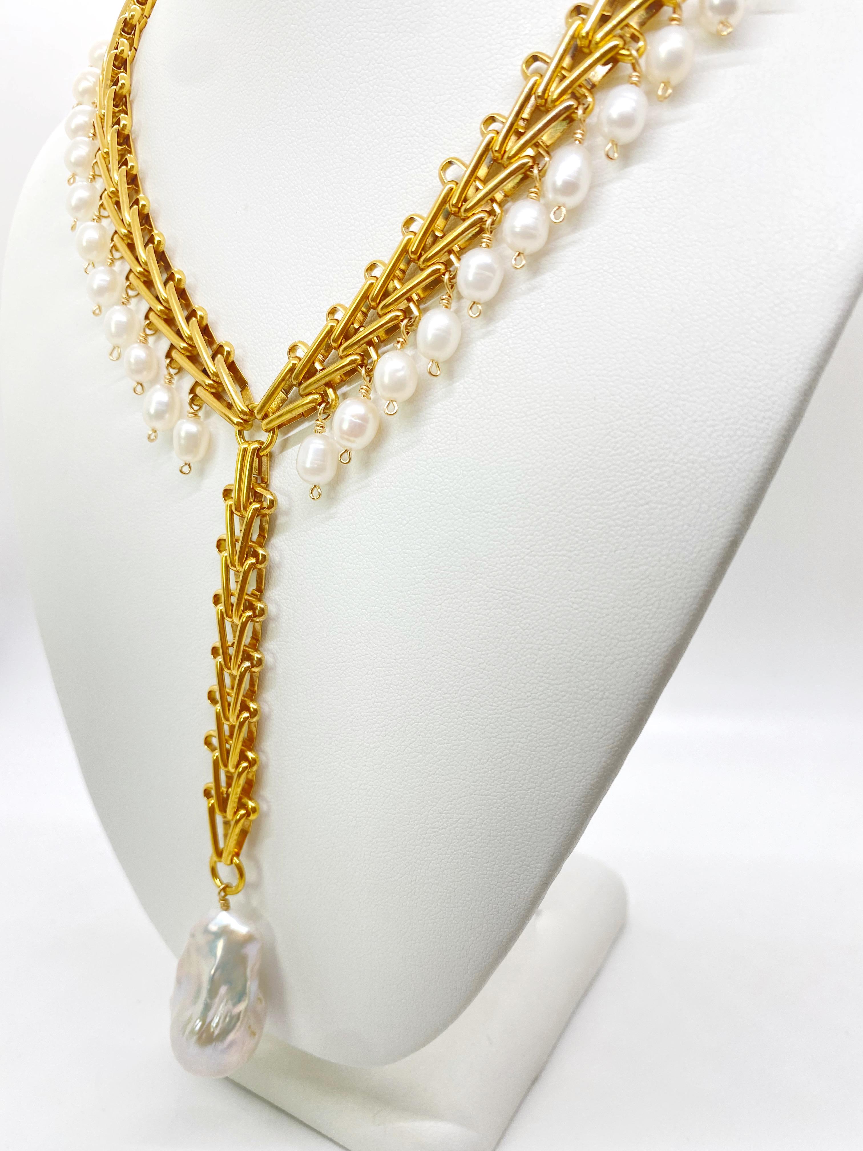 Viktorianische Perlen-Lariat-Halskette (Zeitgenössisch) im Angebot