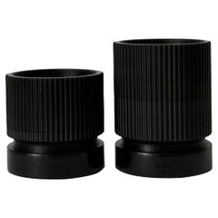 Victoria Pillar Black Tea Light Candle Holder Set