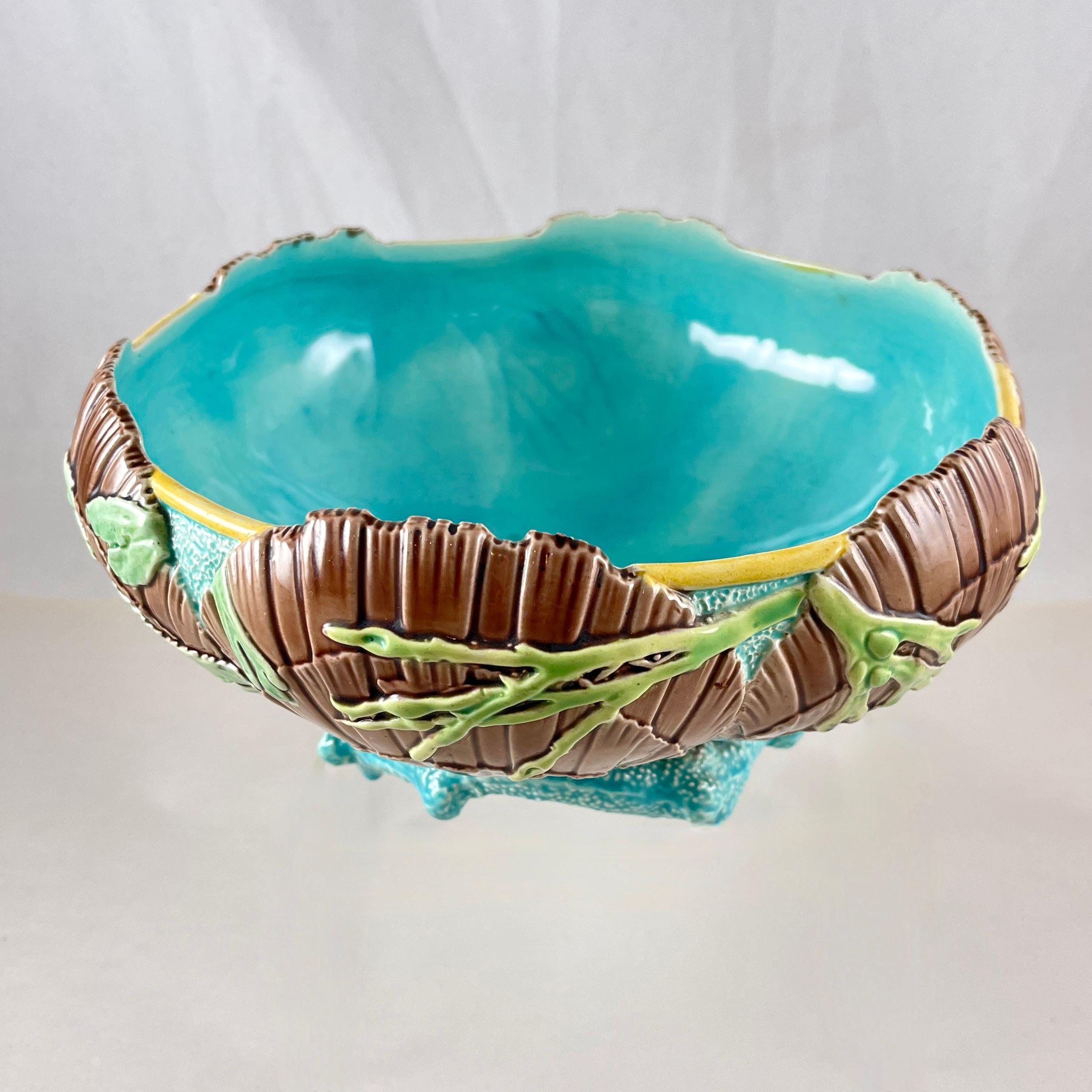 Victoria Pottery Co. Majolica Sea Shell & Coral Bowl, 1880s For Sale 4