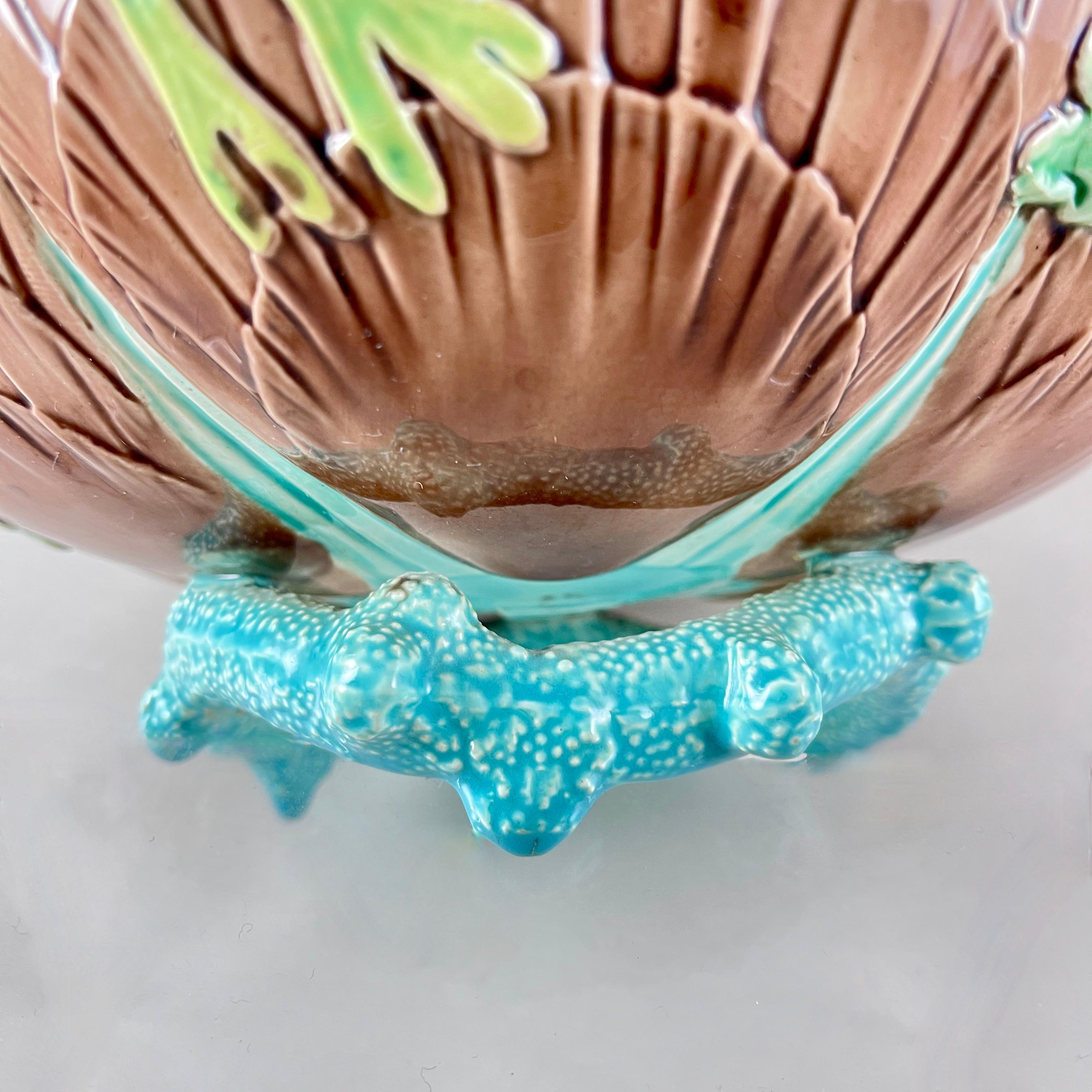 Victoria Pottery Co. Majolica Sea Shell & Coral Bowl, 1880s For Sale 6