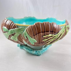 Victoria Pottery Co. Majolica Sea Shell & Coral Bowl, 1880s