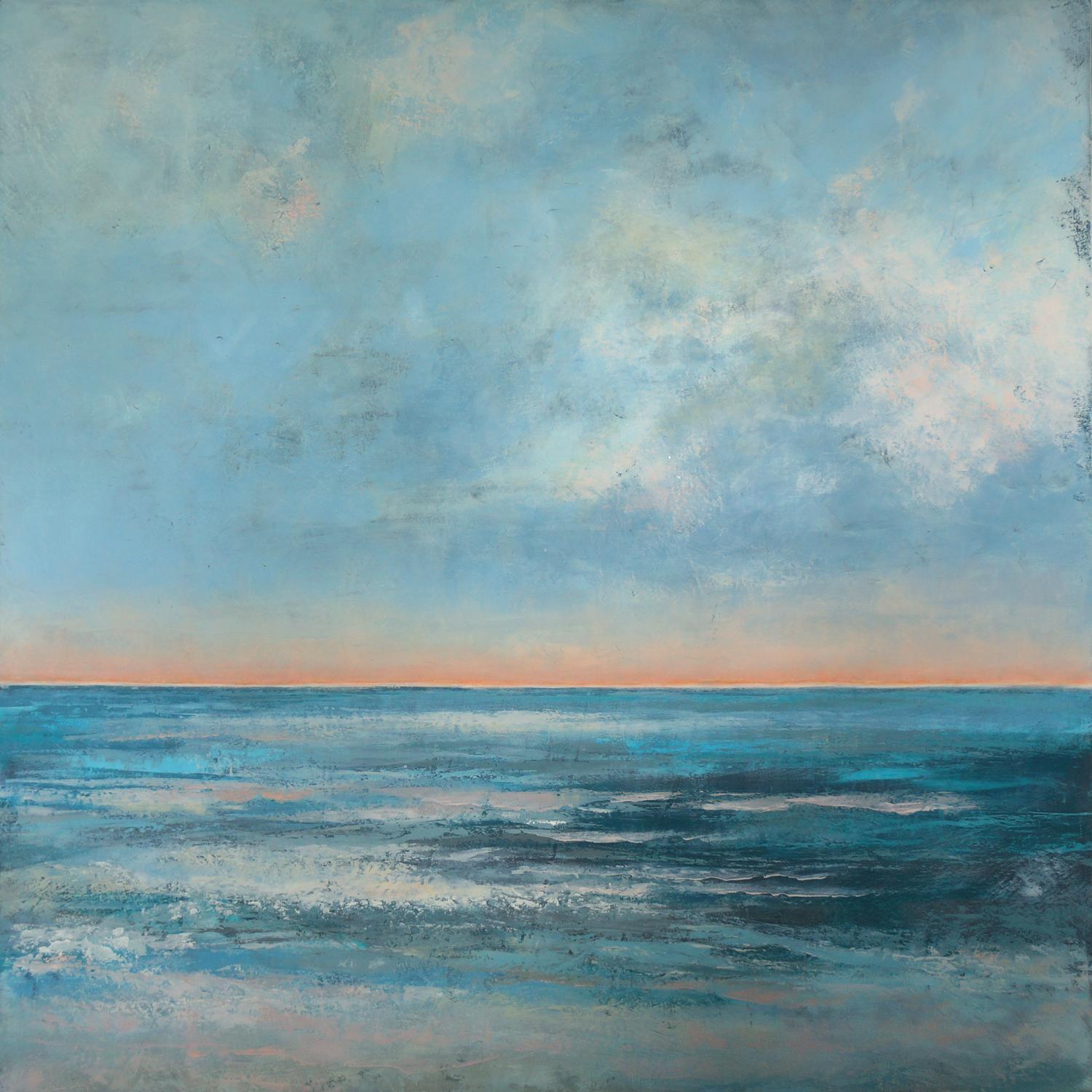 Blue Serenade
36.0 x 36.0 x 1.5, 10.0 lbs 
Oil Paint
Hand signed by artist 

Description:
An original oil painting by Victoria Primicias. Influcened by the syle of the Impressionists, this calming landscape depicts the turquoise ocean.

Artist's