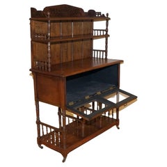 Victoria Regina Stamped Hallway Whatnot Sideboard Glazed Door Porcelain Castors