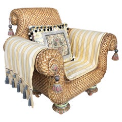 Victoria & Richard MacKenzie-Childs Ltd. Club Chair in Rattan /Ceramic Accents