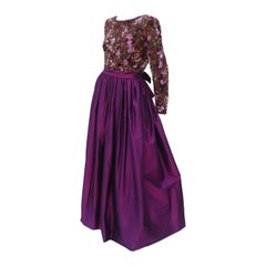 Victoria Royal Beaded Magenta Silk Taffeta Evening Dress