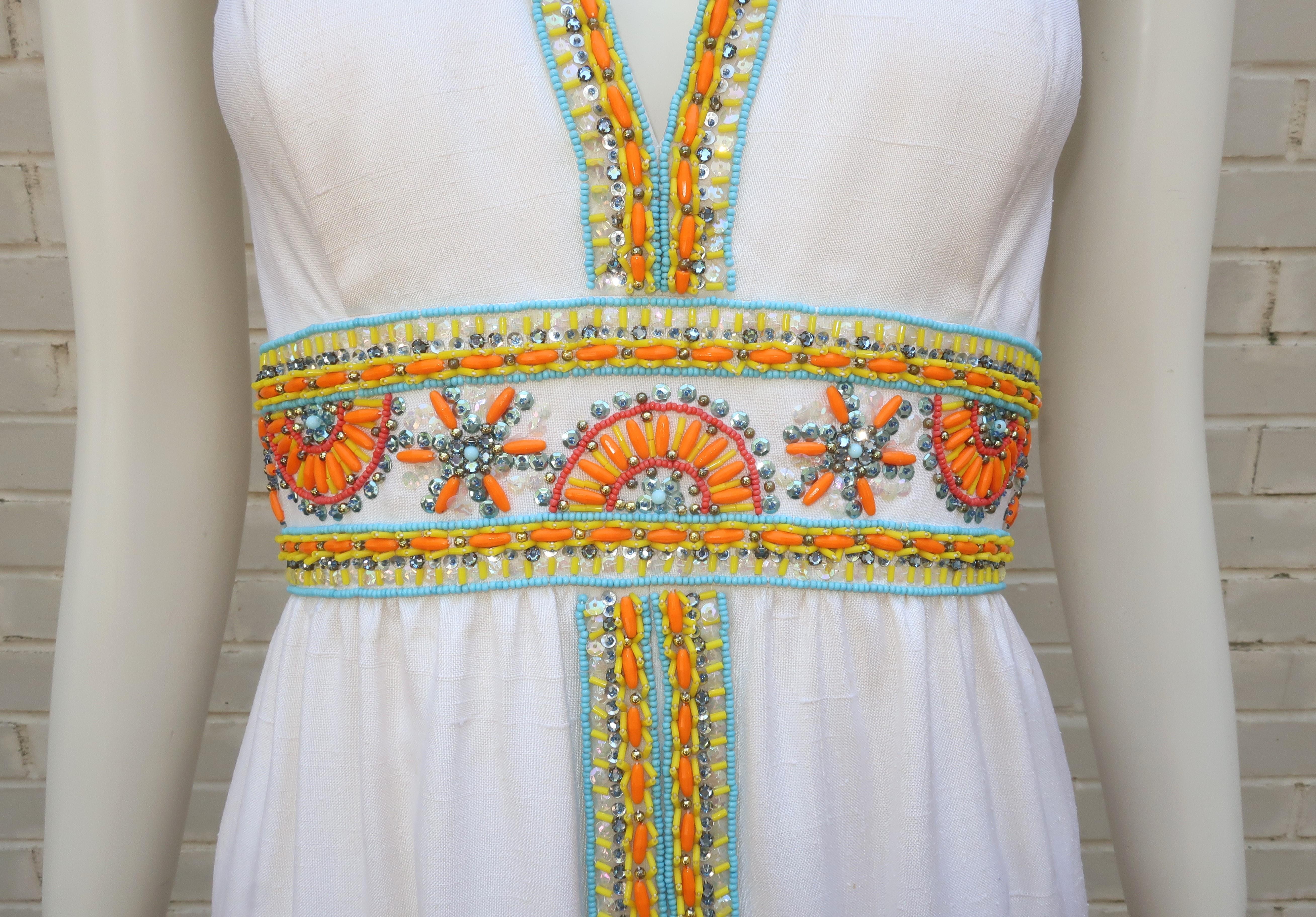 VICTORIA ROYAL - Robe dos nu en soie perlée avec veste, années 1960 en vente 2