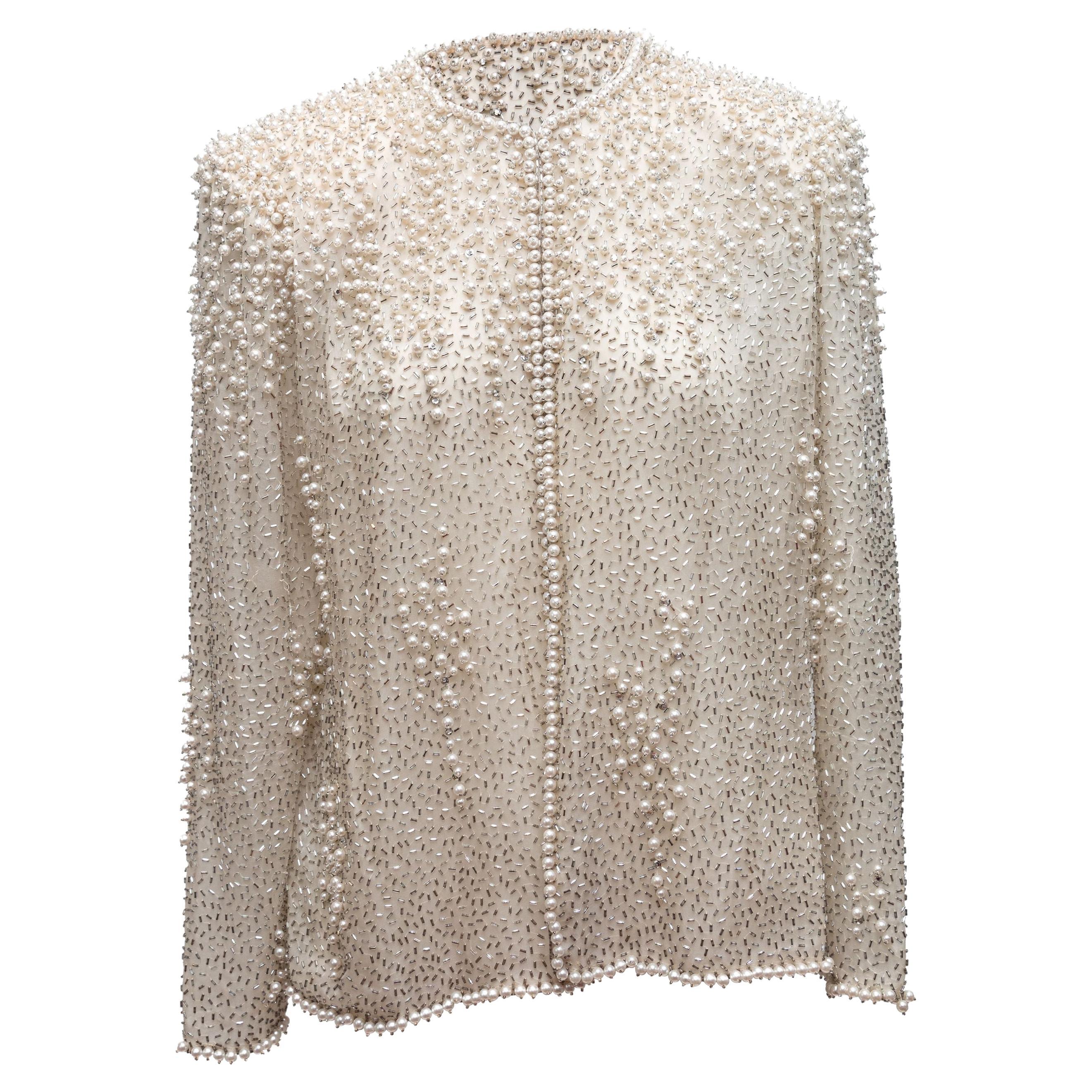 Victoria Royal LTD Vintage White  Embellished Silk Evening Jacket