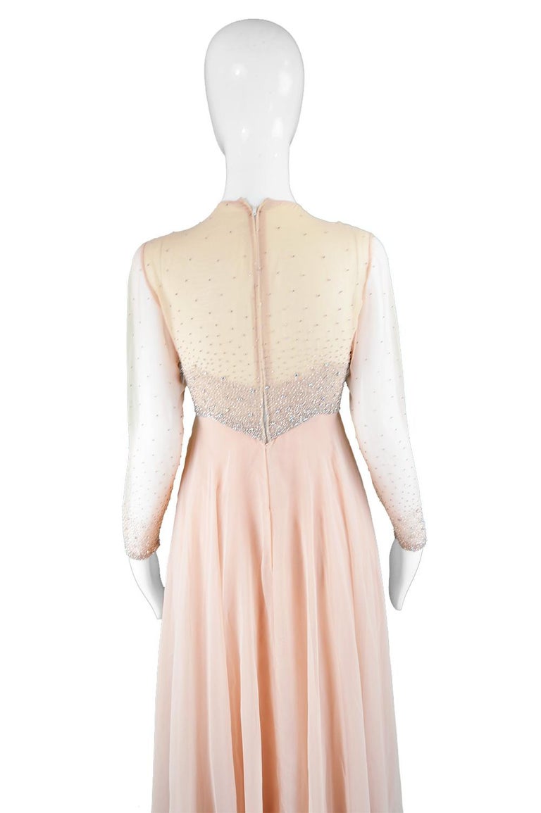Victoria Royal Vintage Beaded Chiffon Evening Gown For Sale at 1stDibs